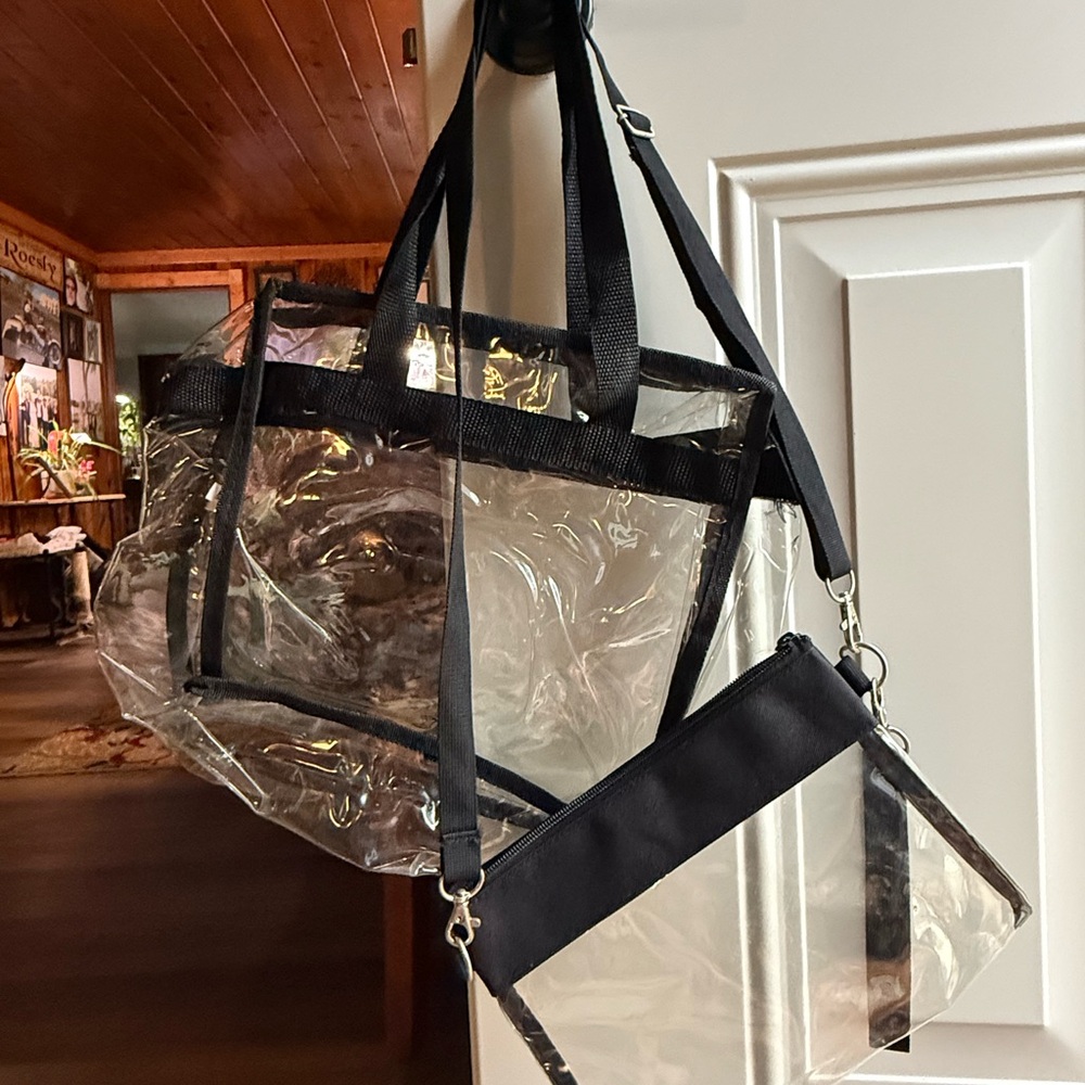 Clear Crossbody Bag with Black Strap - Picture 2 of 3